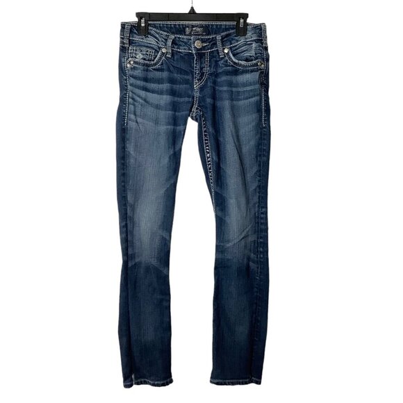 Silver Aiko Low Rise Straight Leg Defined Curve Denim Jeans Women 27 x 32 Women - Picture 1 of 7